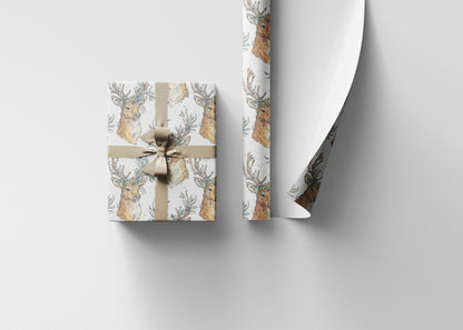 Christmas Wrapping Paper with Watercolor Deer | Premium Holiday Gift Wrap | Rustic Winter Festive Supplies #2