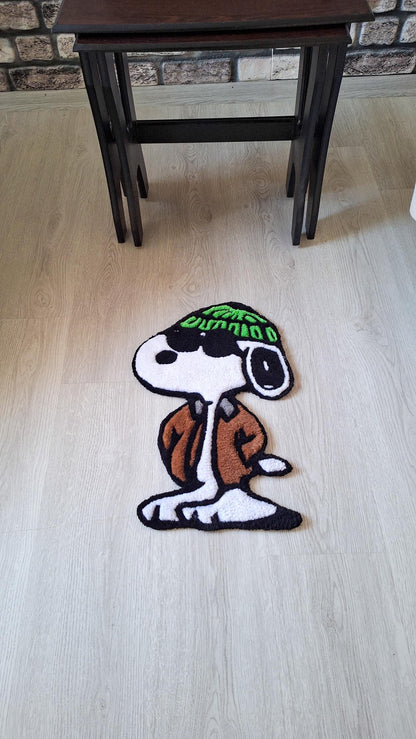 Handmade Tufted Snoopy Rug: Cartoon Accent Rug, Wall Art