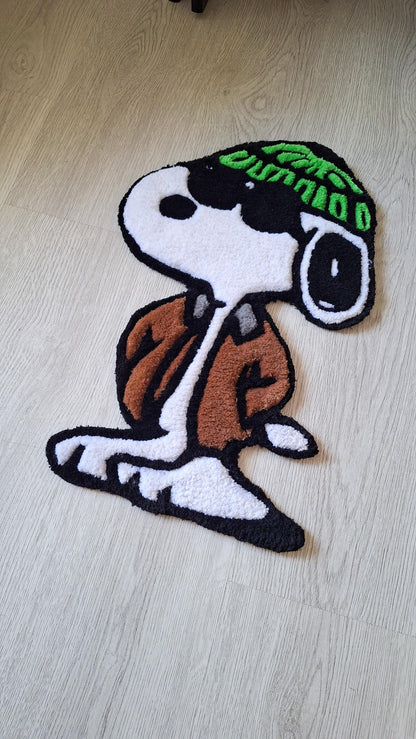 Handmade Tufted Snoopy Rug: Cartoon Accent Rug, Wall Art