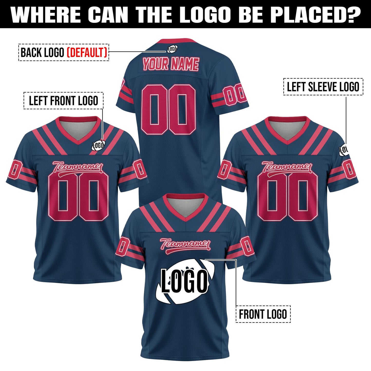 Personalized Mesh Football Jersey for Men Women Youth Kid, Custom Team Name Number Logo Football fan Gift Shirt for Fan Game Day Jersey