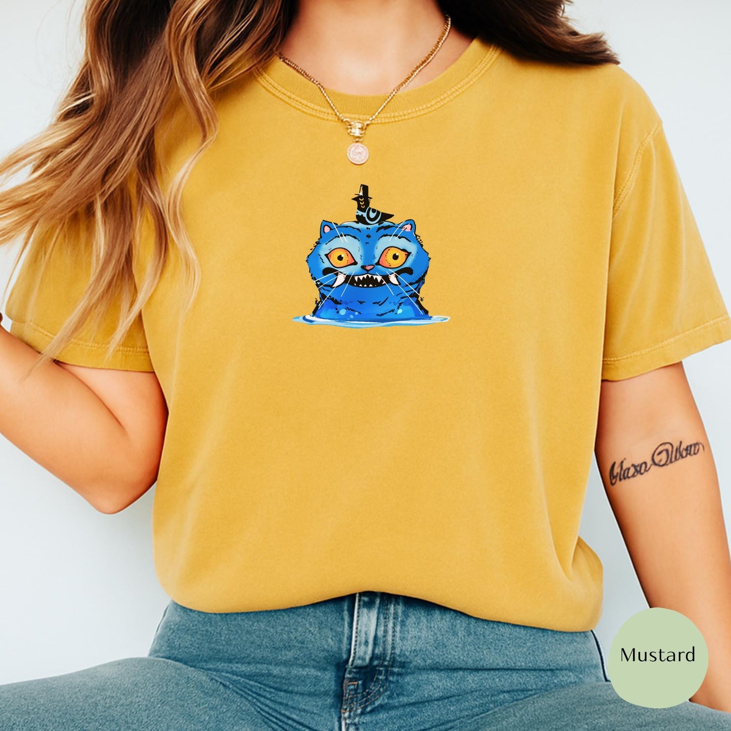 Demon Hunter Tiger Comfort Colors T-Shirt, K-pop Demon Shirt, Anime Cat Graphic Tee, Hunter Merch Shirt, Anime Lover Gift
