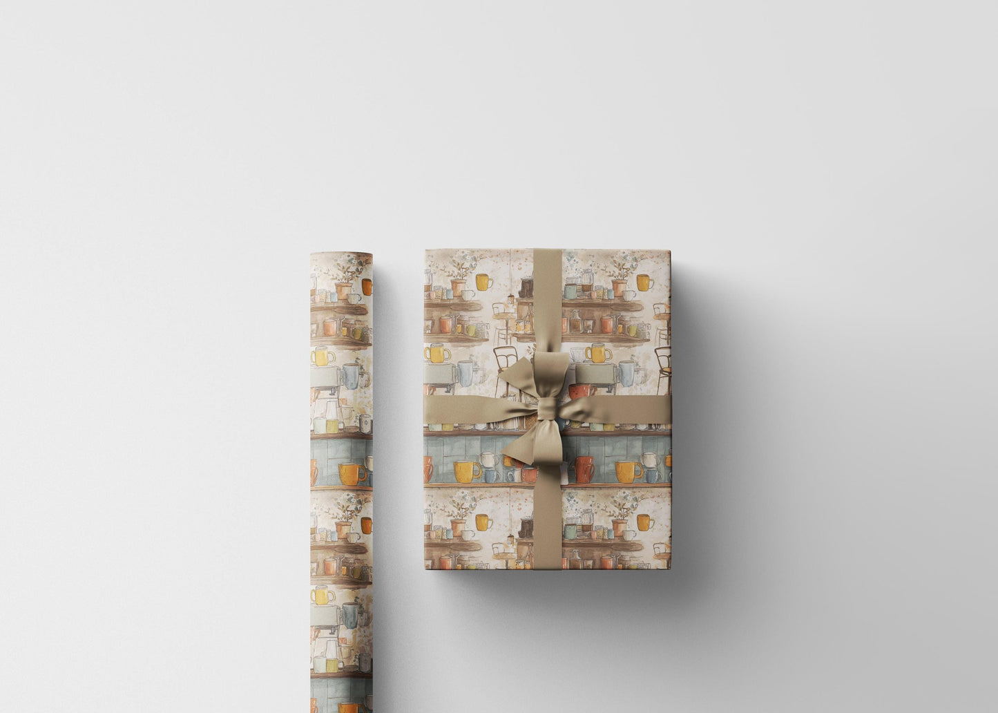 Barista Gift Wrap Coffee Wrapping Paper | Premium Watercolor Beans Design | Rustic Coffee Lover Decor #8