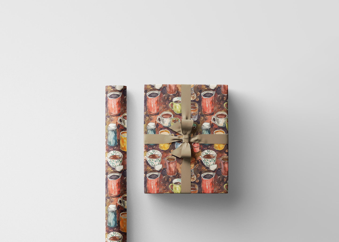 Barista Gift Wrap Premium Wrapping Paper | Watercolor Coffee Beans | Cozy Coffee Addict Supplies #9