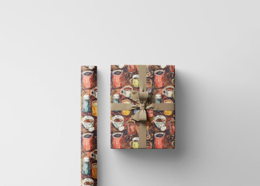 Barista Gift Wrap Premium Wrapping Paper | Watercolor Coffee Beans | Cozy Coffee Addict Supplies #9