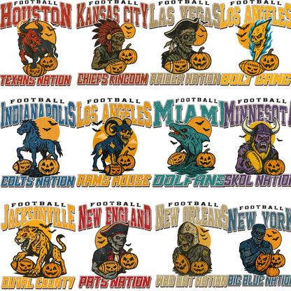 Vintage Style Football Shirt | Retro Halloween Graphic Tee | Spooky Fall Shirt | Custom Football Team Shirt | Gift for Football Fans - White