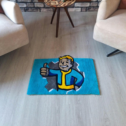 Vault Boy Rug: Fallout Handmade Tufted Wall Art - Gamer Decor