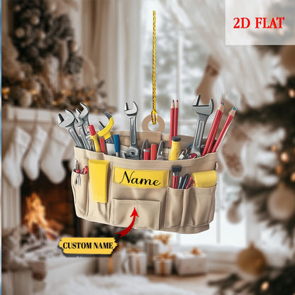 Personalized Tools Belt Bag 2D Flat Ornament, Handyman Ornament, Christmas Gift For Engineer, Christmas Gift For Mechanic, Engineer gift