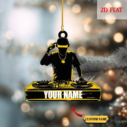 Personalized DJ Disc Jockey Christmas 2D Flat Acrylic Ornament, DJ Shaped Christmas Ornament, Ornament Christmas Gift For DJ Man