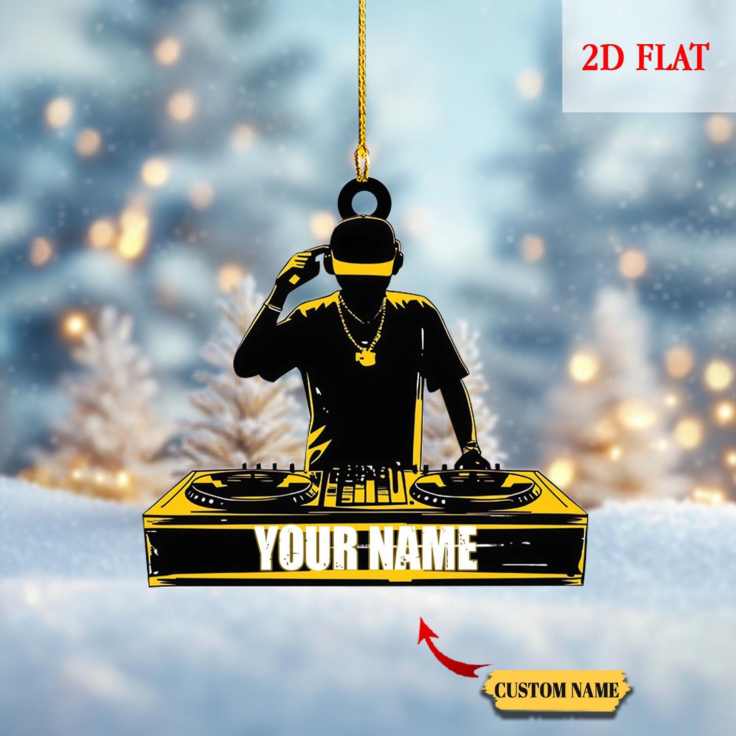 Personalized DJ Disc Jockey Christmas 2D Flat Acrylic Ornament, DJ Shaped Christmas Ornament, Ornament Christmas Gift For DJ Man