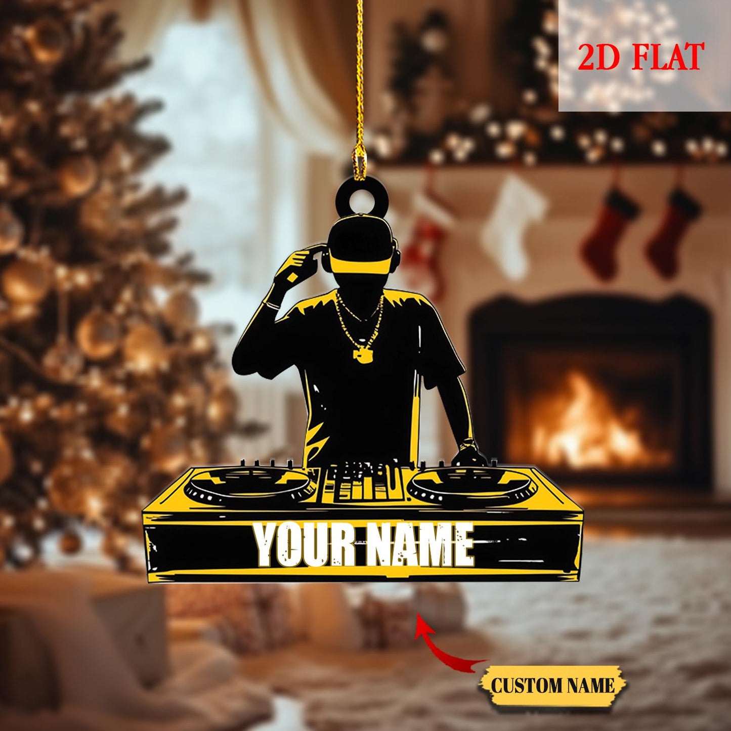 Personalized DJ Disc Jockey Christmas 2D Flat Acrylic Ornament, DJ Shaped Christmas Ornament, Ornament Christmas Gift For DJ Man