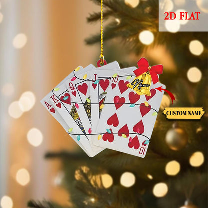 Personalized Playing Card Christmas Hanging 2D Flat Ornament, Casino Games Ornament, Royal flush playing card Ornament, Decor Christmas