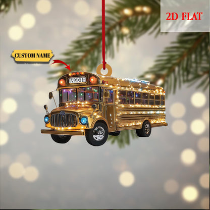 Personalized Bus Driver Christmas 2D Flat Ornament, Bus Driver Gift, School Bus Driver Christmas Ornament, Bus Driver Appreciation Gifts