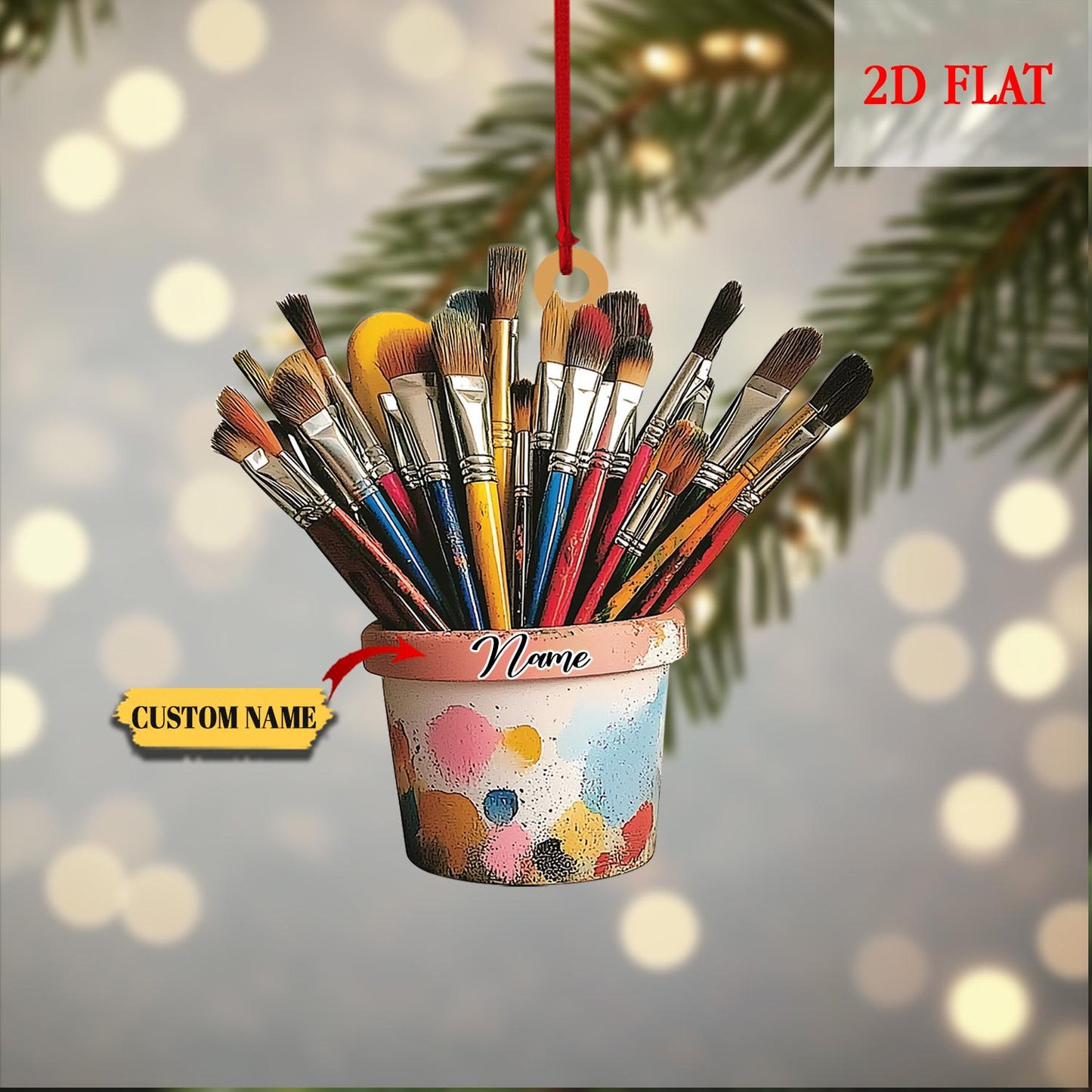 Custom Paint Brushes in Glass Jar Ornament, Art Teacher Ornament, Artist Gift, Gift for Painter, Painting Christmas Tree Decor Xmas Keepsake