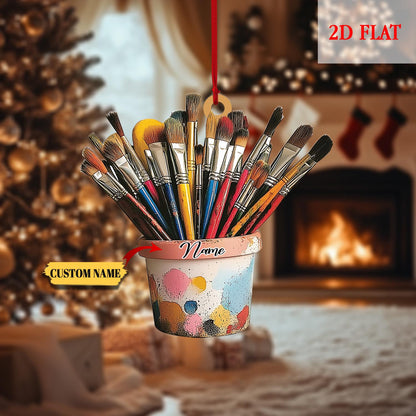 Custom Paint Brushes in Glass Jar Ornament, Art Teacher Ornament, Artist Gift, Gift for Painter, Painting Christmas Tree Decor Xmas Keepsake
