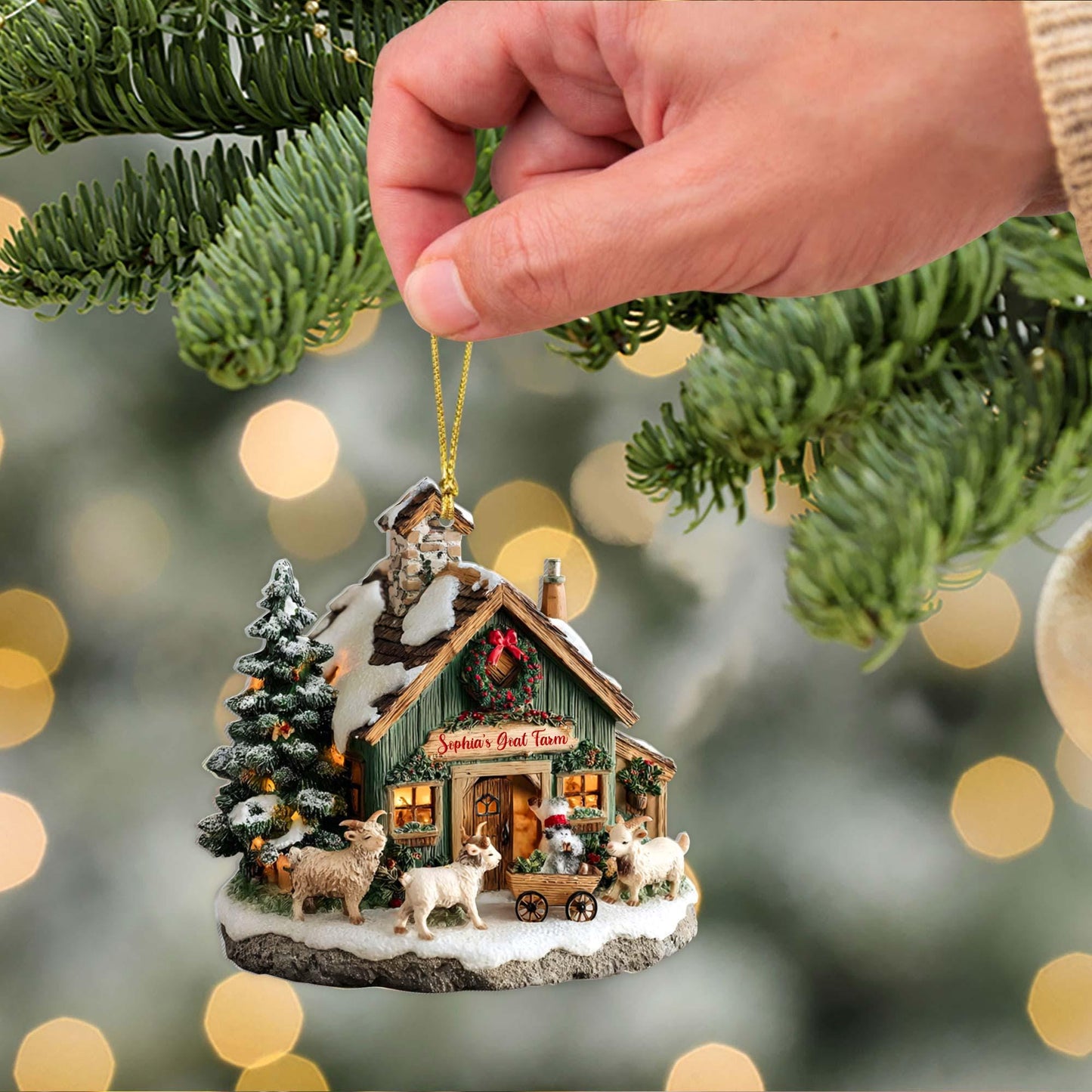 Personalized 2D Flat Goat Farm Acrylic Ornament 2025, Custom Farm Barn Christmas Ornament, Rustic Farmhouse Holiday Decoration