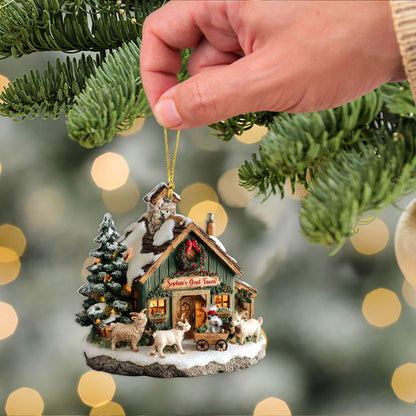 Personalized 2D Flat Goat Farm Acrylic Ornament 2025, Custom Farm Barn Christmas Ornament, Rustic Farmhouse Holiday Decoration