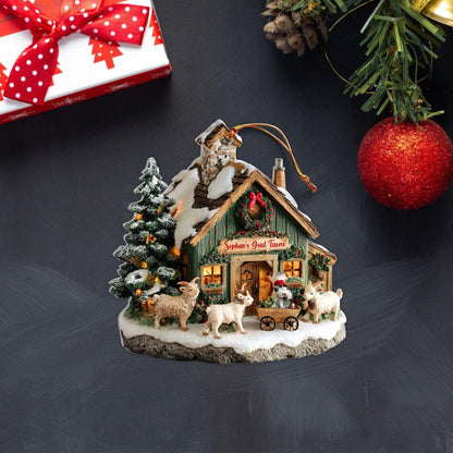 Personalized 2D Flat Goat Farm Acrylic Ornament 2025, Custom Farm Barn Christmas Ornament, Rustic Farmhouse Holiday Decoration