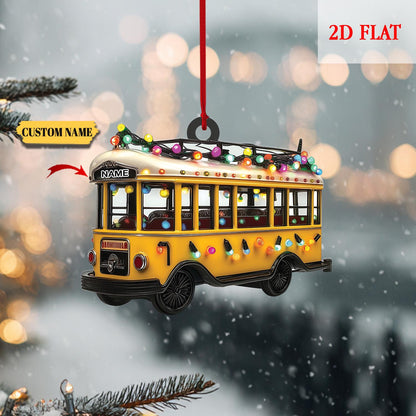 Personalized Bus Driver Christmas 2D Flat Acrylic Ornament, Bus Driver Gift, School Bus Driver Ornament, Bus Driver Appreciation Gifts