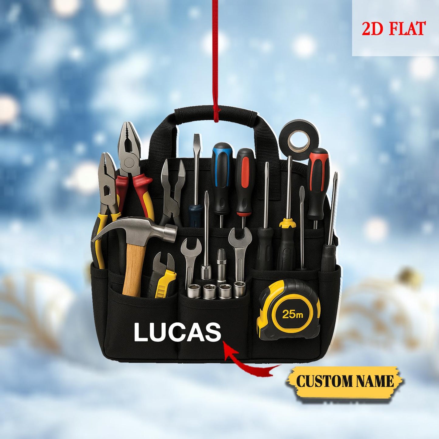 Personalized Tools Belt Bag 2D Flat Acrylic Ornament, Handyman Ornament, Gift For Engineer, Christmas Gift For Mechanic, Engineer gift