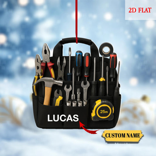 Personalized Tools Belt Bag 2D Flat Acrylic Ornament, Handyman Ornament, Gift For Engineer, Christmas Gift For Mechanic, Engineer gift