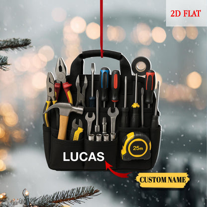 Personalized Tools Belt Bag 2D Flat Acrylic Ornament, Handyman Ornament, Gift For Engineer, Christmas Gift For Mechanic, Engineer gift
