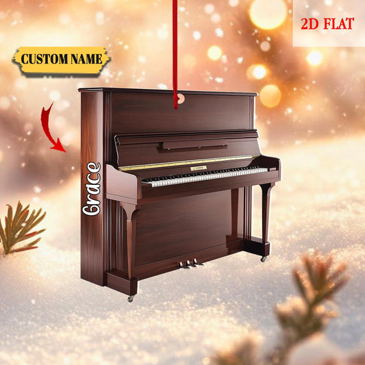 Personalized Music Christmas 2D Flat Ornament, Piano Christmas Ornament, Piano Lovers Acrylic Ornament, Musician Gift, Piano Player Ornament