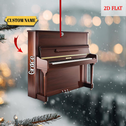 Personalized Music Christmas 2D Flat Ornament, Piano Christmas Ornament, Piano Lovers Acrylic Ornament, Musician Gift, Piano Player Ornament