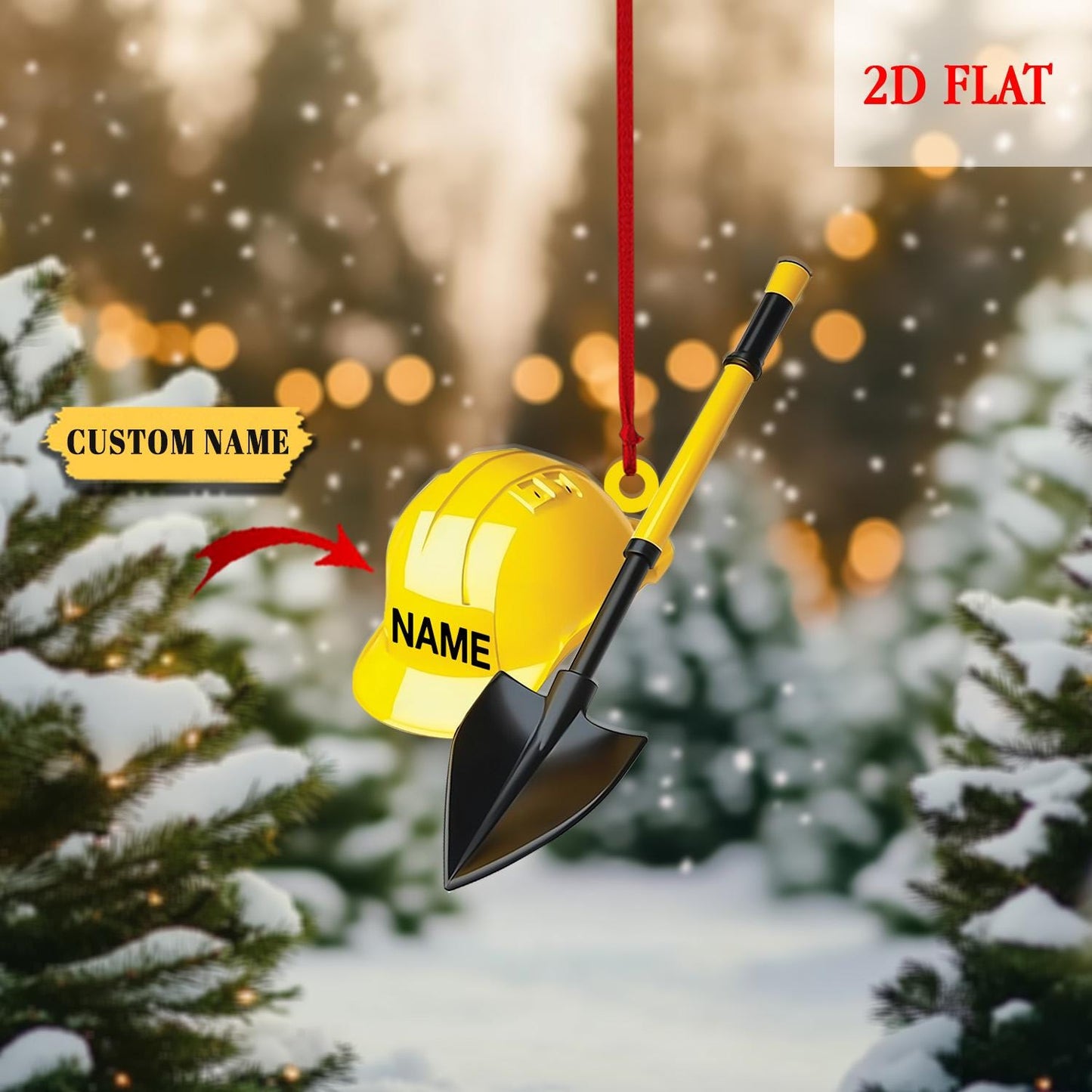 Personalized Coal Miner Flat 2D Acrylic Ornaments, Custom Xmas Gifts for Coworker Men, Coal Miner Christmas Ornament, Miner Coal Xmas Gift