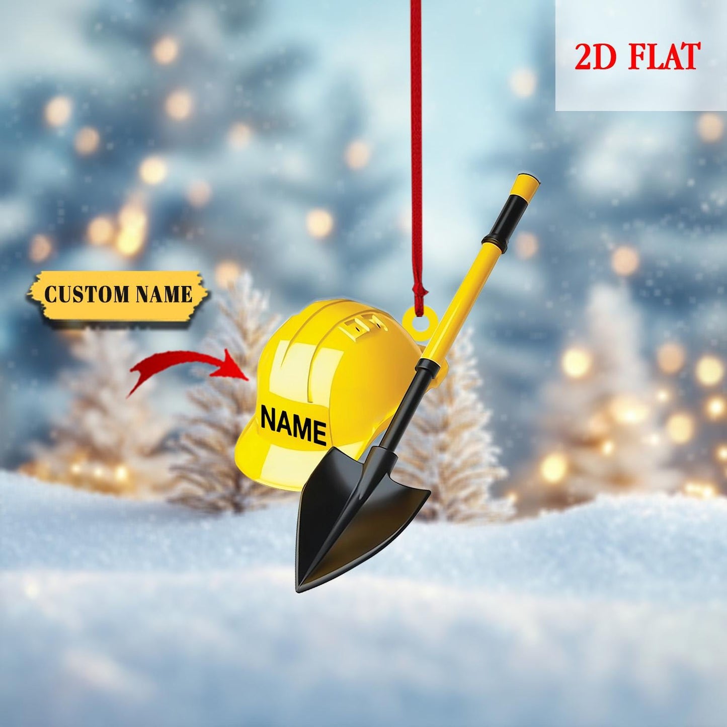 Personalized Coal Miner Flat 2D Acrylic Ornaments, Custom Xmas Gifts for Coworker Men, Coal Miner Christmas Ornament, Miner Coal Xmas Gift