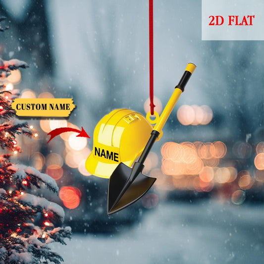 Personalized Coal Miner Flat 2D Acrylic Ornaments, Custom Xmas Gifts for Coworker Men, Coal Miner Christmas Ornament, Miner Coal Xmas Gift