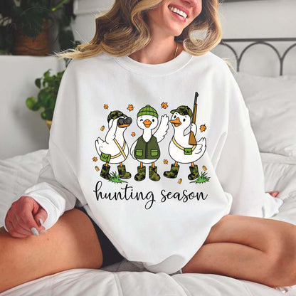 Hunting Season Goose Sweatshirt, Funny Camo Duck Hunter Hoodie, Fall Hunting T Shirt, Toddler Youth Outdoorsman Top, Waterfowl Hunting Tee
