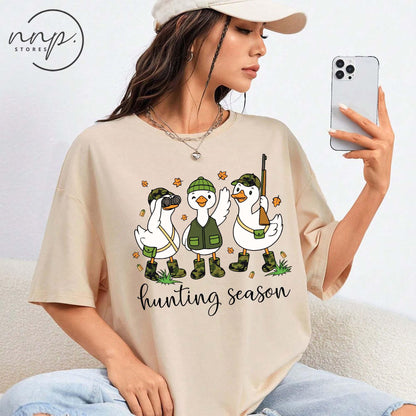 Hunting Season Goose Sweatshirt, Funny Camo Duck Hunter Hoodie, Fall Hunting T Shirt, Toddler Youth Outdoorsman Top, Waterfowl Hunting Tee