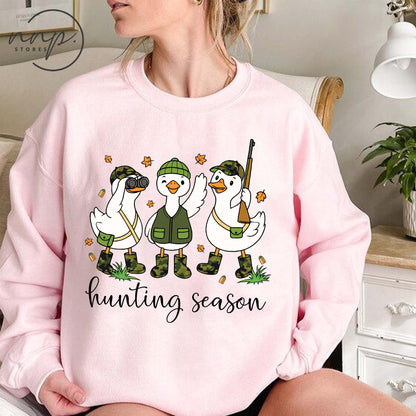 Hunting Season Goose Sweatshirt, Funny Camo Duck Hunter Hoodie, Fall Hunting T Shirt, Toddler Youth Outdoorsman Top, Waterfowl Hunting Tee
