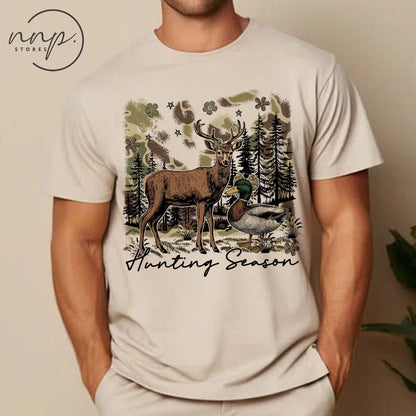 Hunting Season Deer Duck Sweatshirt, Camo Hunter Wildlife Hoodie, Fall Hunting T Shirt, Toddler Youth Outdoorsman Top, Waterfowl Deer Tee