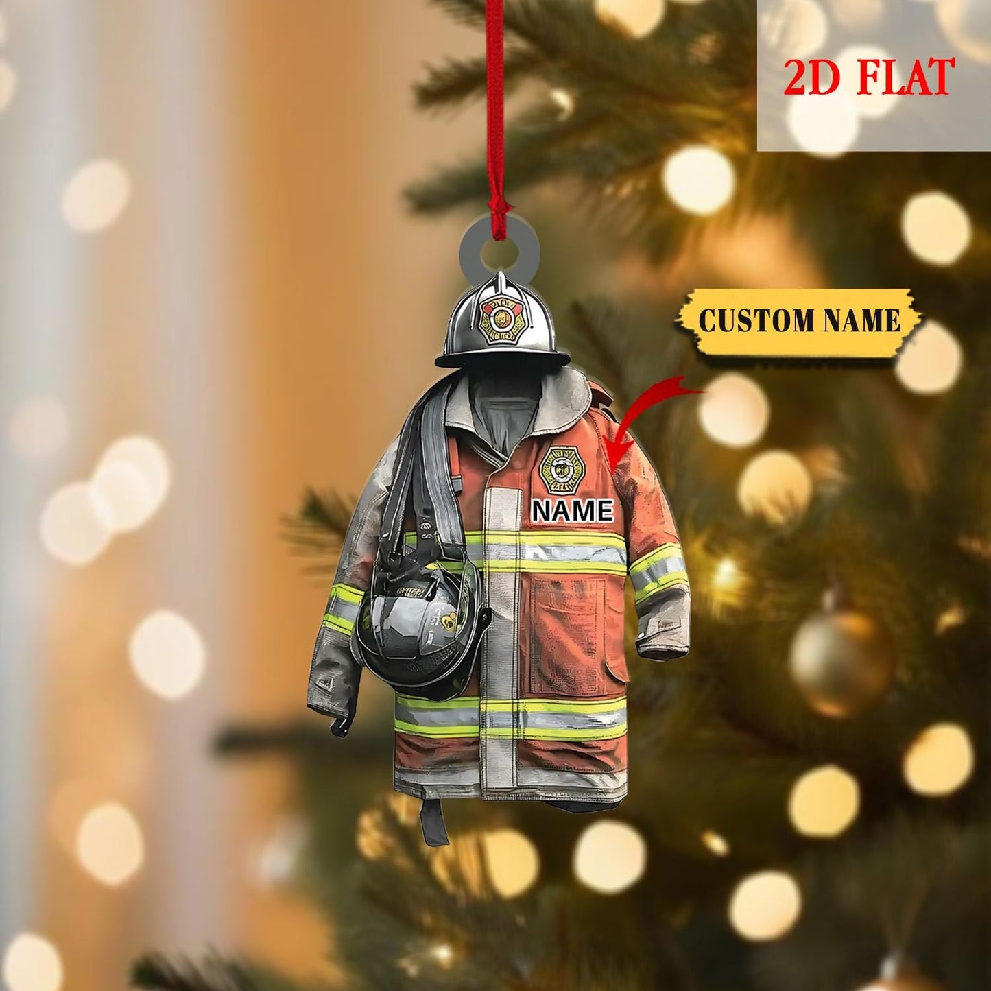 Personalized Firefighter Uniform Christmas Ornament, Christmas Decor with Firemen Gear, Gift for Firemen, First Responders, Fireman gift