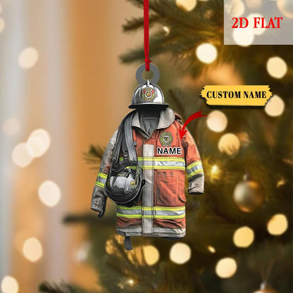 Personalized Firefighter Uniform Christmas Ornament, Christmas Decor with Firemen Gear, Gift for Firemen, First Responders, Fireman gift