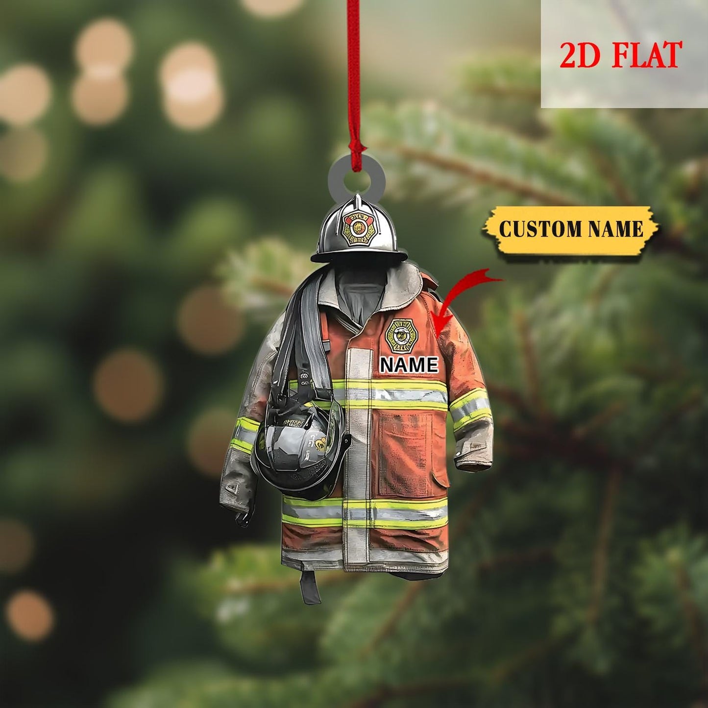 Personalized Firefighter Uniform Christmas Ornament, Christmas Decor with Firemen Gear, Gift for Firemen, First Responders, Fireman gift