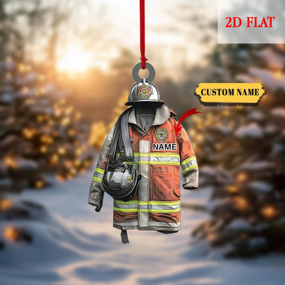 Personalized Firefighter Uniform Christmas Ornament, Christmas Decor with Firemen Gear, Gift for Firemen, First Responders, Fireman gift
