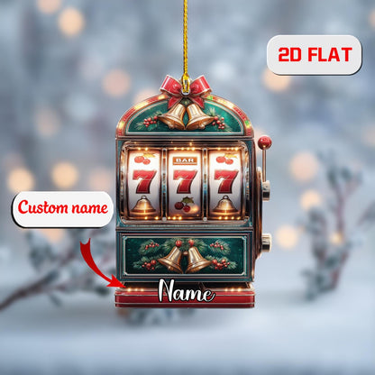 Custom Slot Machine Ornament Personalized Acrylic Decoration Christmas Tree Gift for Gambler Vegas Lover Casino Player Unique Xmas Decor