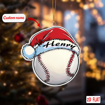 2D acrylic ornament, flat christmas ornament, personalized baseball ornament, custom name ornament, sports ornament, player xmas gift