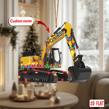 2D acrylic ornament, flat christmas ornament, personalized excavator ornament, custom name ornament, construction ornament,builder xmas gift