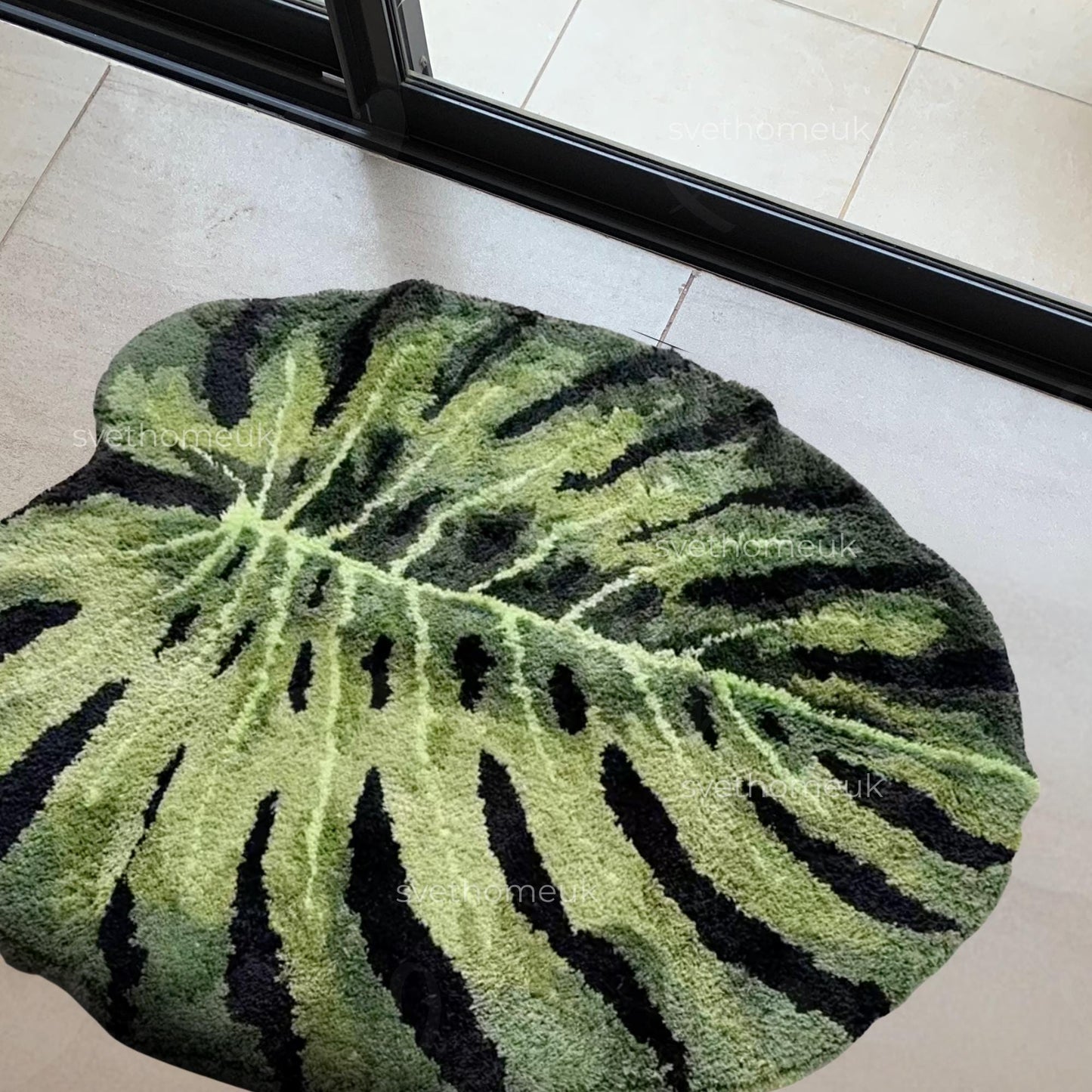 Monstera Rug - Fluffy Monstera Rug - Tufted Monstera Rug - Bedroom Rug - Bath Rug - Housewarming Gift - Washable Rug - Home Decor -Green Rug
