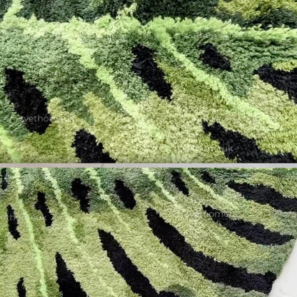 Monstera Rug - Fluffy Monstera Rug - Tufted Monstera Rug - Bedroom Rug - Bath Rug - Housewarming Gift - Washable Rug - Home Decor -Green Rug