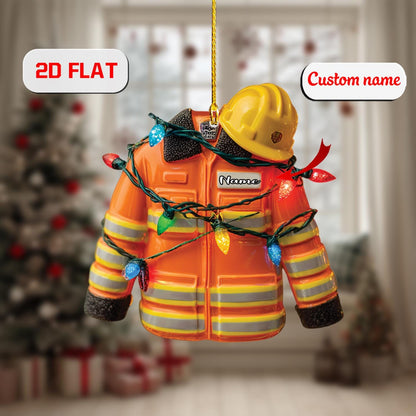 2D Acrylic Christmas Ornament, Firefighter Jacket Holiday Decor, Personalized Hero Ornament, Unique Xmas Tree Gift, Christmas Gift