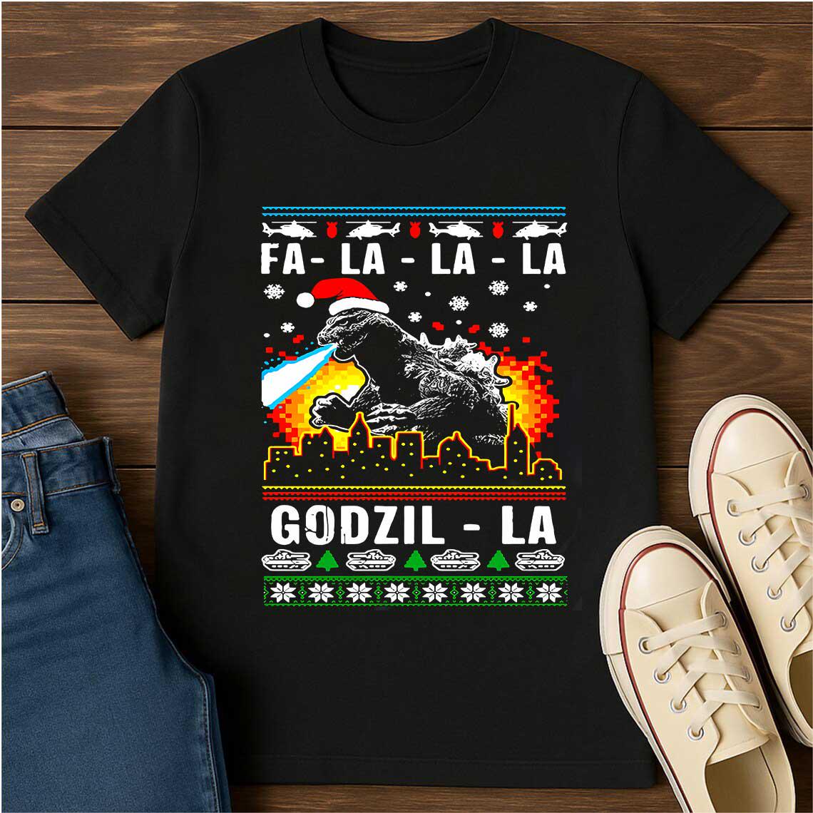 Funny Godzilla Ugly Christmas Sweatshirt, Retro Godzilla Xmas Sweatshirt, Monster Holiday Party Shirt, Funny Christmas Gift