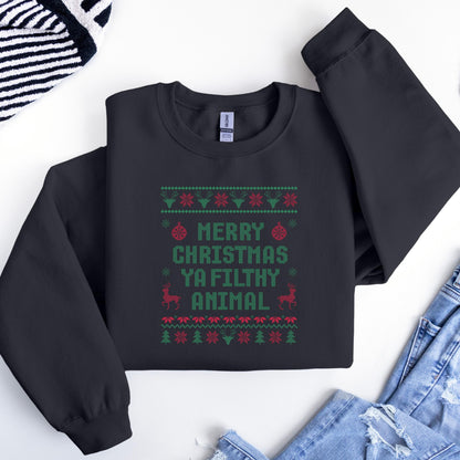 Merry Christmas Ya Filthy Animal Sweatshirt, Ugly Christmas , Funny Christmas Sweat,Christmas Gifts,Christmas Crewneck,Winter