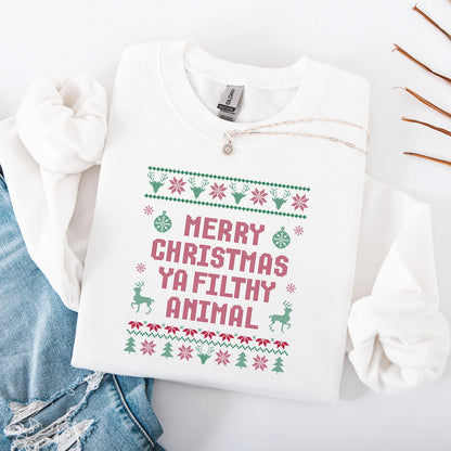 Merry Christmas Ya Filthy Animal Sweatshirt, Ugly Christmas , Funny Christmas Sweat,Christmas Gifts,Christmas Crewneck,Winter
