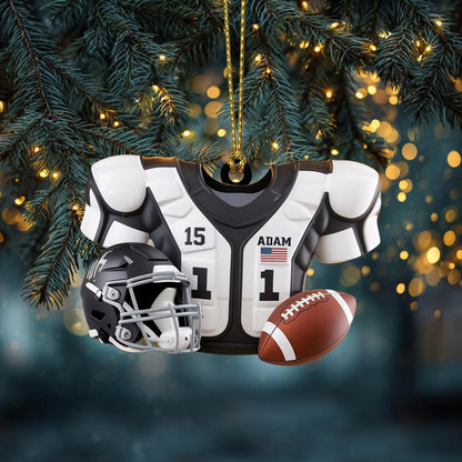 Custom Football Christmas Ornament, Flat 2D Acrylic Jersey Keepsake, Personalized Gift for Football Player, Holiday Sports Decoration
