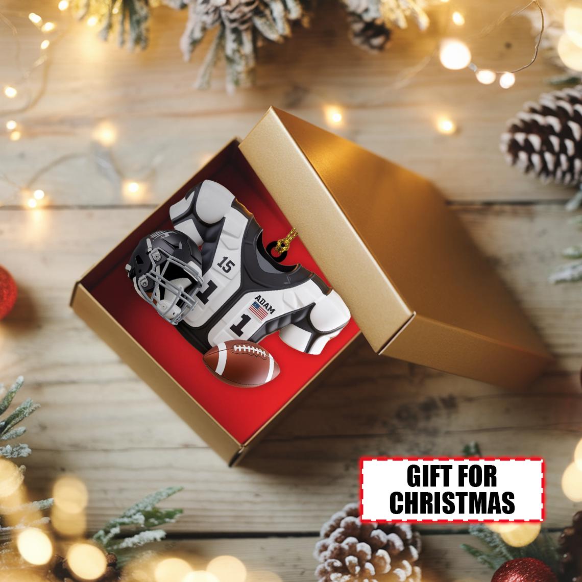 Custom Football Christmas Ornament, Flat 2D Acrylic Jersey Keepsake, Personalized Gift for Football Player, Holiday Sports Decoration