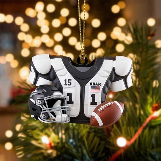 Custom Football Christmas Ornament, Flat 2D Acrylic Jersey Keepsake, Personalized Gift for Football Player, Holiday Sports Decoration